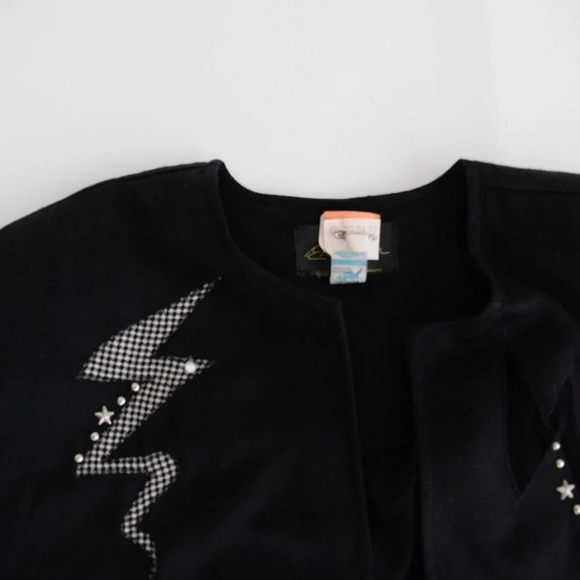 Vintage Eric Ryan Black "Stars & Bolt" Design Open Face Blazer - Picture 11 of 13